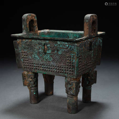 CHINESE BRONZE SQUARE DING