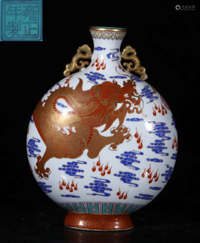 YONGZHENG MARK ENAMELED GLAZE DRAGON PATTERN VASE