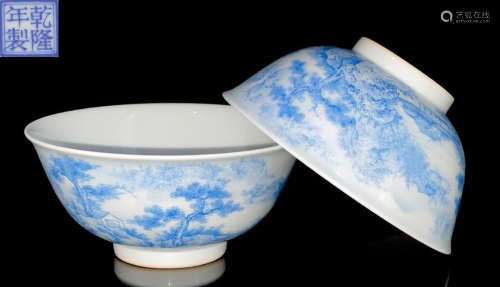 QIANLONG MARK CUICAI GLAZE LANDSCAPE PATTERN BOWL