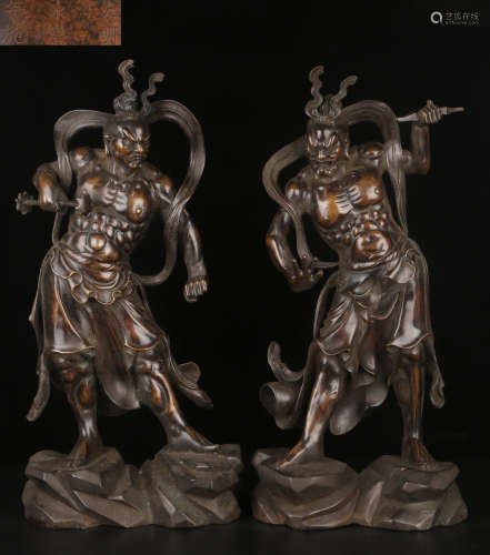 PAIR OF YONGLE MARK COPPER BUDDHA STATUES