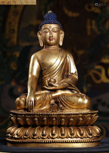 YONGLE MARK GILT BRONZE SAKYAMUNI BUDDHA STATUE