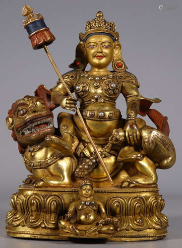 GILT BRONZE WITH GEM BUDDHA STATUE