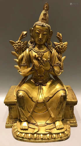 GILT BRONZE MAITREYA BUDDHA STATUE