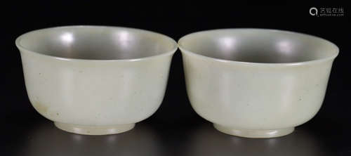 PAIR OF HETIAN JADE BOWLS