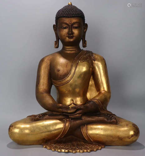 GILT BRONZE SAKYAMUNI BUDDHA STATUE