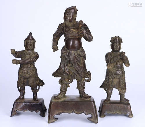 SET OF COPPER GUANGONG FIGURE STATUES