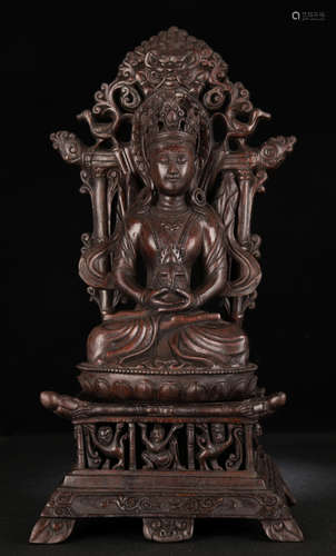 TIBETAN CHENXIANG WOOD GUANYIN STATUE