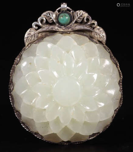 SILVER WITH HETIAN JADE PENDANT