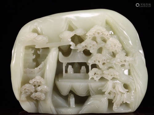 HETIAN JADE FIGURE STORY PATTERN ORNAMENT