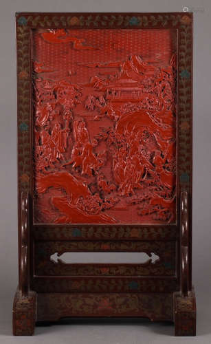 RED LACQUER FIGURE STORY SCREEN