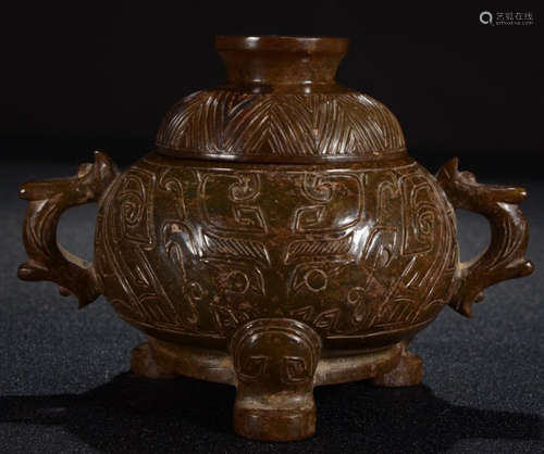 ANTIQUE JADE BEAST PATTERN CENSER