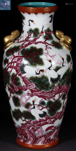 DAQINGQIANLONGNIANZHI MARK ENAMELED GLAZE VASE