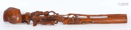 HUANGYANG WOOD RUYI CARVED WITH FIGURE