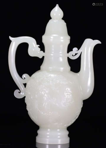 HETIAN JADE POT CARVED WITH STORY