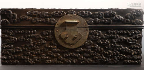 ZITAN WOOD BOX CARVED WITH CLOUDS