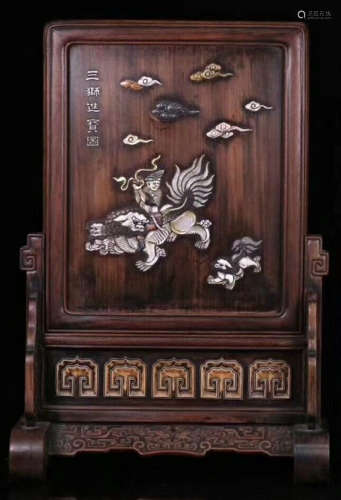 SUANZHI WOOD SCREEN EMBEDDED WITH CONCH