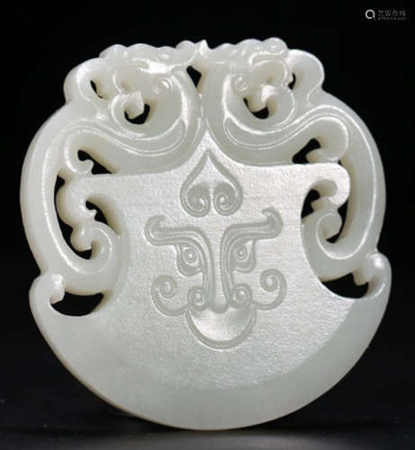 HETIAN JADE AX CARVED WITH BEAST PATTERN