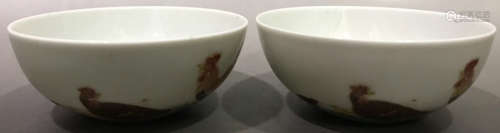 DAQINGYONGZHENGNIANZHI MARK FAMILLE ROSE GLAZE BOWL PAIR