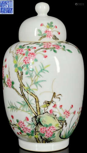 DAQINGQIANLONGNIANZHI MARK FAMILLE ROSE GLAZE JAR