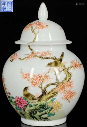 YONGZHENGNIANZHI MARK FAMILLE ROSE GLAZE JAR