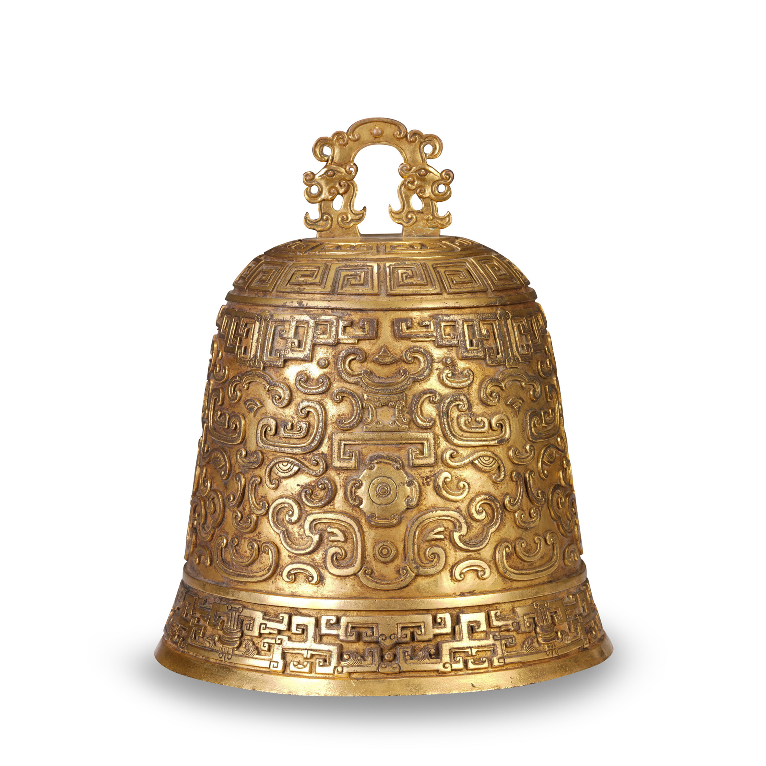 chinese ruyi pattern gilt bronze rital bell