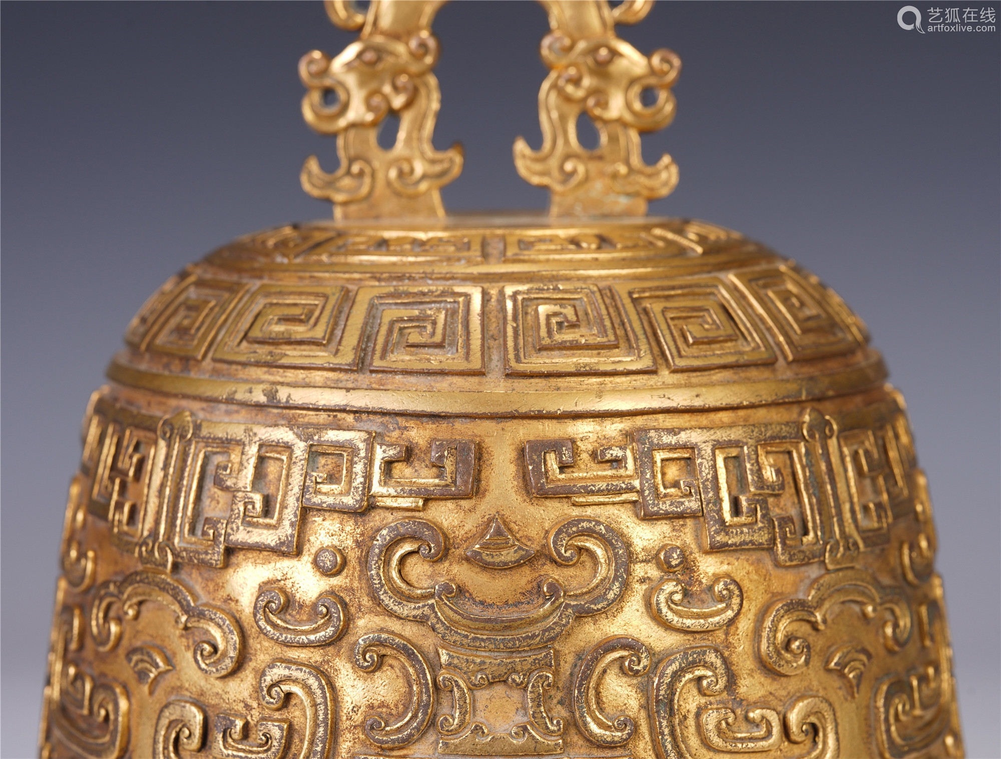 CHINESE RUYI PATTERN GILT BRONZE RITAL BELL－【Deal Price Picture】