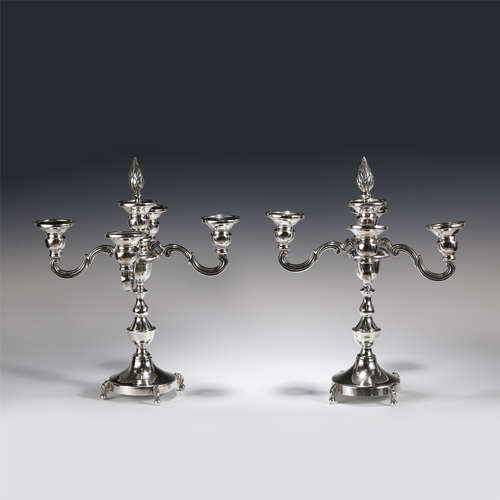 PAIR OF SILVERWARE CANDLESTICKS