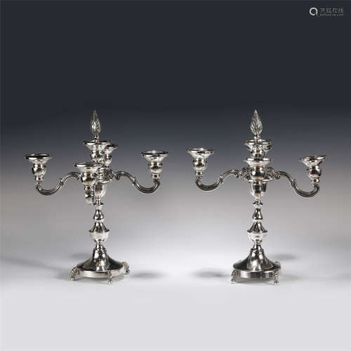 PAIR OF SILVERWARE CANDLESTICKS