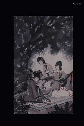 FU BAOSHI: INK AND COLOR ON PAPER PAINTING 'LADIES'