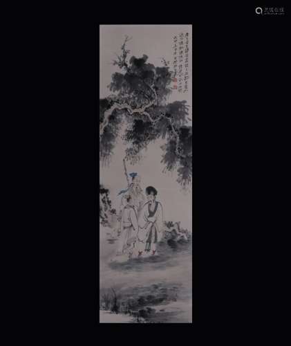 ZHANG DAQIAN: INK AND COLOR ON PAPER PAINTING 'SCHOLARS'