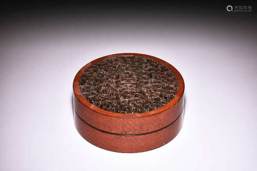 CIRCULAR PIERCE CARVED ZITAN & LACQUERED WOOD BOX