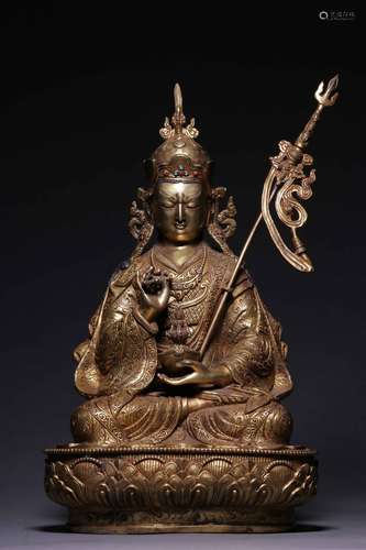 GILT BRONZE CAST 'PADMASAMBHAVA' SEATED FIGURE