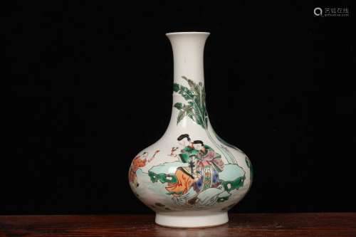 QING DYNASTY KANGXI PERIOD-FAMILLE VERTE FIGURE VASE