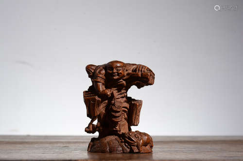 BAMBOO CARVED 'LIU HAI AND TOAD' FIGURAL GROUP