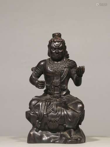 ZITAN WOOD CARVED BODHISATTVA SEATED FIGURE