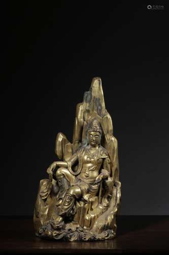 GILT BRONZE CAST 'AVALOKITESHVARA' SEATED FIGURE