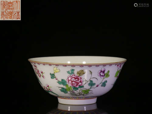 FAMILLE ROSE 'FLOWERS' BOWL