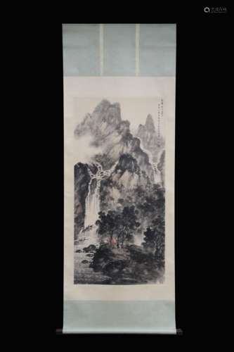 FU BAOSHI: INK AND COLOR ON PAPER PAINTING 'LANDSCAPE SCENERY'