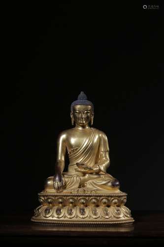 GILT BRONZE CAST 'BHAISAJYAGURU' SEATED FIGURE