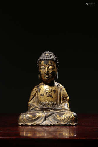 GILT BRONZE CAST 'VAIROCANA' SEATED FIGURE