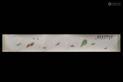 QI BAISHI: INK AND COLOR ON PAPER HORIZONTAL SCROLL 'INSECTS'