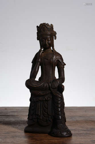 BRONZE CAST 'GUANYIN' SEATED FIGURE