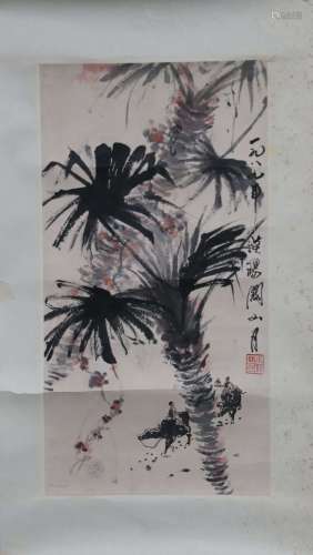 GUAN SHANYUE: INK AND COLOR ON PAPER PAINTING 'WATER BUFFALOS'