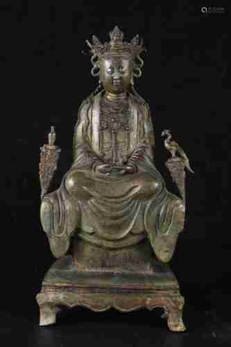 A CHINESE BRONZE KSITIGARBHA STATUE, QING DYNASTY