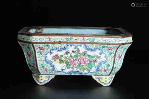 A CHINESE ENAMEL BRONZE FLOWERPOT, QIANLONG PERIOD