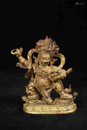 A CHINESE GILT BRONZE LOKAPALA STATUE IN THE 16TH CENTURY