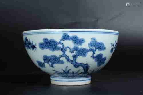 A CHINESE BLUE AND WHITE PORCELAIN BOWL, KANGXI PERIOD