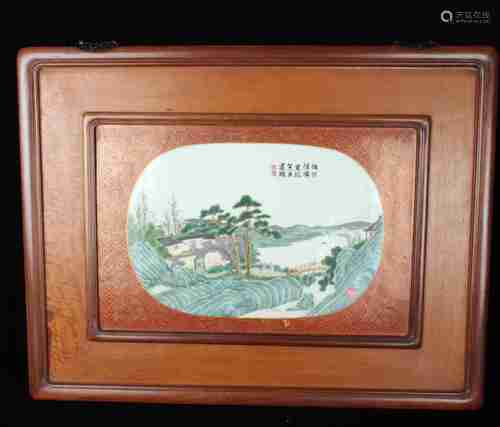 A PAIR OF CHINESE FRAMED FAMILLE ROSE PORCELAIN PLAQUES, REPUBLIC PERIOD