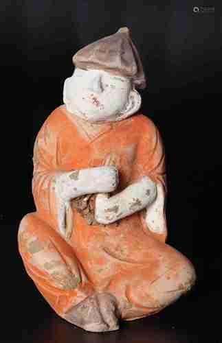 A CHINESE POTTERY FIGURINE, TANG DYNASTY