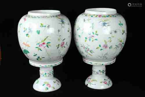 A PAIR OF CHINESE FAMILLE ROSE PORCELAIN LAMPSHADES, REPUBLIC PERIOD